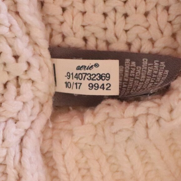 Aerie Womens White Sz S Cable Knit Crewneck Pullover Long Sleeve Ribbed Sweater - Picture 12 of 12